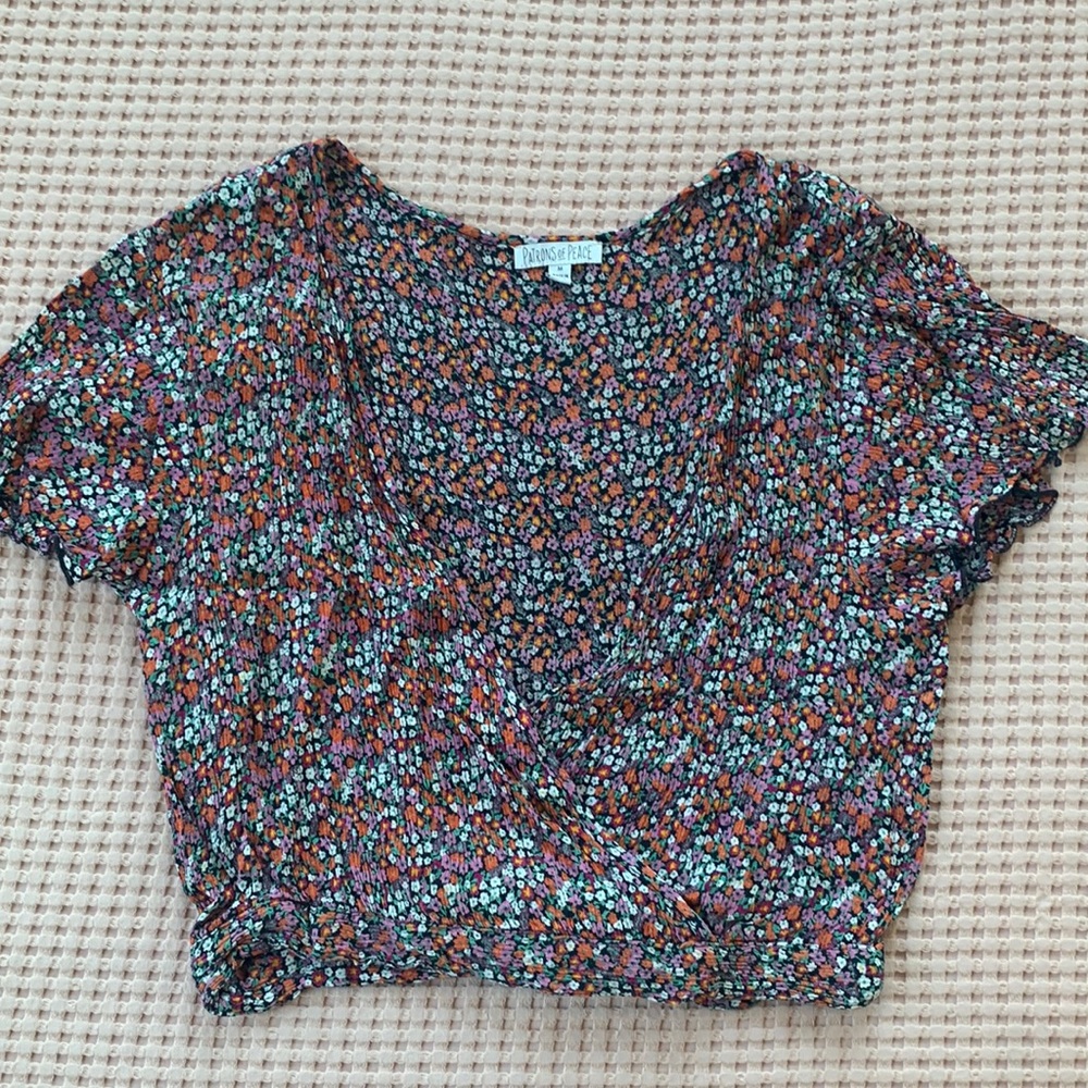 Cropped Floral Print Top